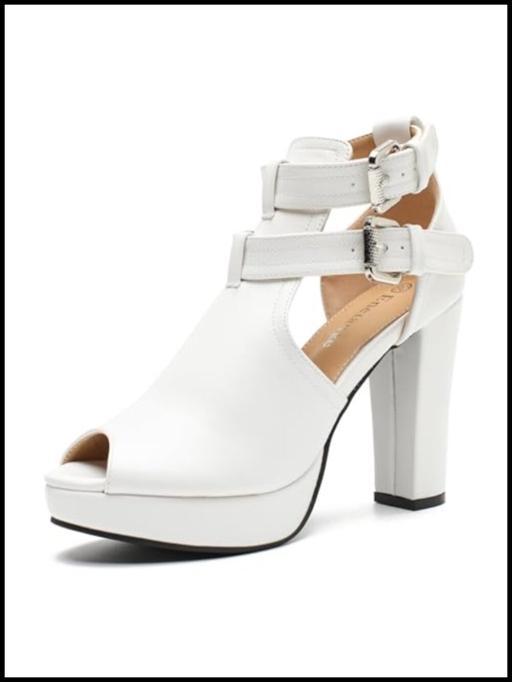Faux Leather Suede Chunky Platform Heels Peep Toe Ankle Booties